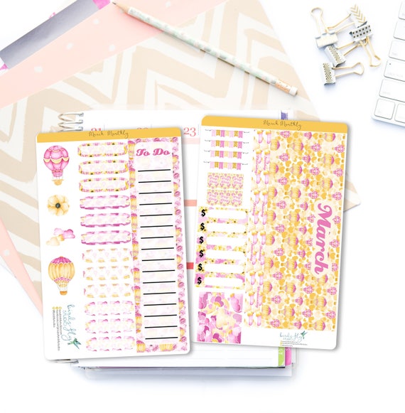 March MONTHLY Kit Planner Stickers 003 | Monthly Spread for Erin Condren /  Stickers for ECLP / Themed Monthly Planner Stickers