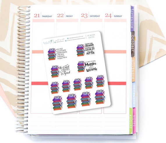 Harry Potter Books Stack Stickers Harry Potter Planner Etsy