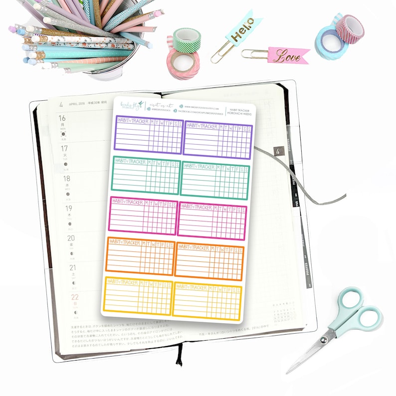 Hobonichi Weeks Habit Tracker Stickers / Hobonichi Weeks Functional Stickers / Hobonichi Tracker Stickers / Hobonichi Weeks Tracker Stickers image 2