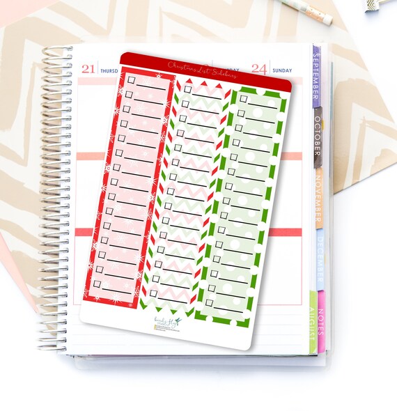 Christmas To Do List Sidebar Sticker | Sidebar Christmas Sticker for Erin Condren Life Planner / Christmas Tracking Sticker / Christmas List