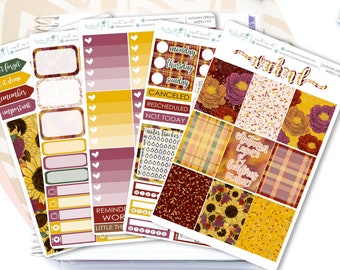 Autumn Dreams Weekly Kit Stickers / Fall Weekly for Erin Condren / Weekly Functional Kits / Washi, Full Box