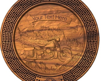 Motorcycle Mountains Cribbage Board with pegs