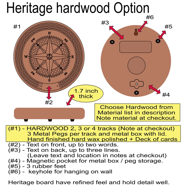 Camping Cribbage Board With Pegs 3D Relief image 6