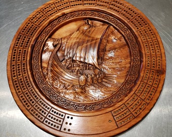 Viking Ship Cribbage board with pegs