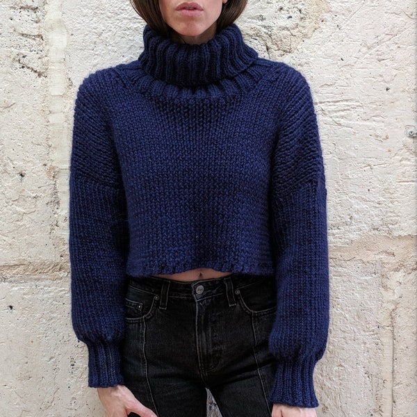 Olann Cropped Turtleneck Sweater Knitting PATTERN (*NOT a physical product)