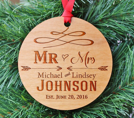 engraved wedding ornament