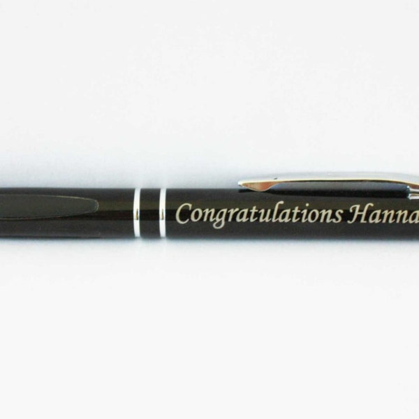 ONE Custom Engraved Ink Pen - Personalized Ball Point Pen with Silver Trim and Gripper - Graduation Gift, Business Gift, Office Gift