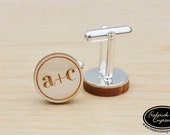 Personalized Wedding Cuff Links - Custom Engraved Men's Wooden Cuff Links - Custom Cufflinks - Engraved Cuff Links -Anniversary Gift - CF-02