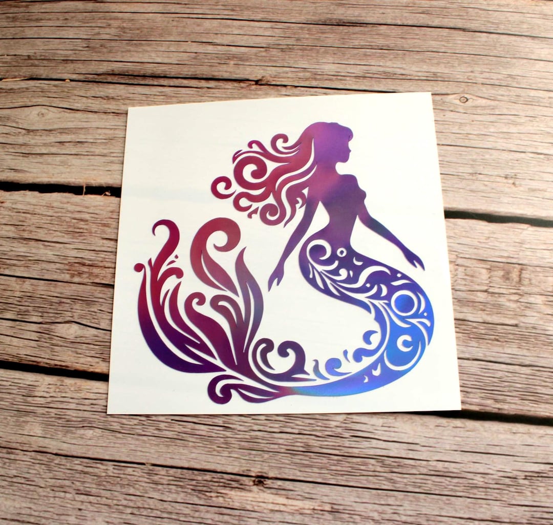 Mermaid Permanent Vinyl Decal | Waterproof Ocean Mermaid Sticker | Car ...