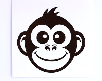 Monkey Head Permanent Vinyl Decal – Cute Animal Car, Laptop, Tumbler, or Wall Sticker – Durable Outdoor Vinyl