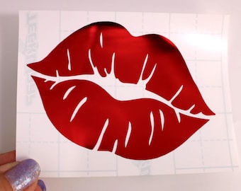 Lips Permanent Vinyl Decal: Kiss Sticker for Car, Laptop, Tumbler