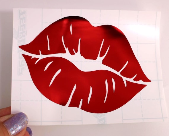 Lips Permanent Vinyl Decal: Kiss Sticker for Car, Laptop, Tumbler