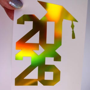 2026 Vinyl Decal – Permanent Adhesive Year Sticker for Graduation, Car Windows, Tumblers, Laptops – Class of 2026 Decor