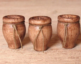 Miniature Wooden Vase Rosewood Brown for Your Dollhouse