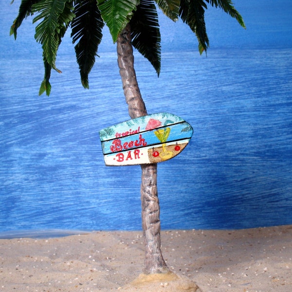 Tropical Miniature Wall Decoration Surfboard for Your Dollhouse