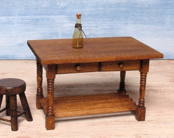 Rustic Miniature Kitchen Table for Your Dollhouse