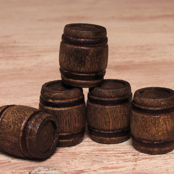 Miniature Wooden Barrel Nut Brown for Your Dollhouse