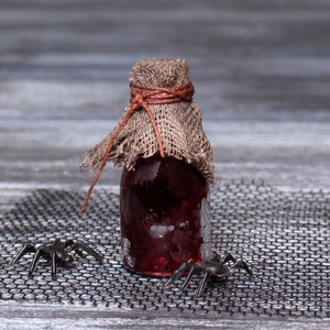 Spooky Miniature Glass Bottle with Interior for Halloween