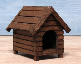ドールハウス ミニチュア 犬小屋 犬小屋 小型 未塗装 木製 1:12