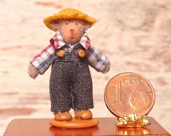 Miniature Farmer Bear for Your Dollhouse