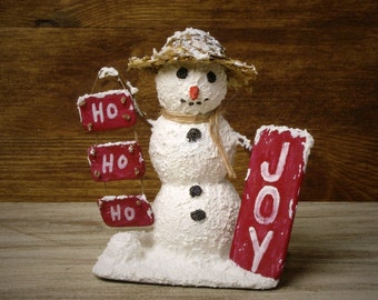 Miniature Snowman with Signs