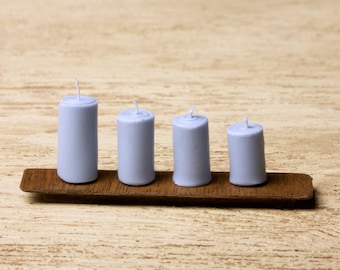 Light Blue Colored Miniature Pillar Candles for Your Dollhouse