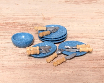HoveeLuty – Set 24 Couverts Miniature Maison De Poupée – Alliage Avec Manche Gravé – Cuillères, Fourchettes, Couteaux – Échelle 1/6 Ou 1/12