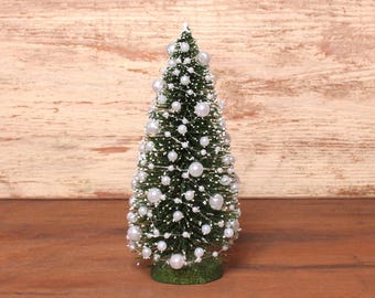 Decorative Miniature Christmas Tree on Wooden Stand for your Dollhouse