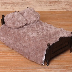 Miniature Fur Blanket Set for Your Dollhouse Bed