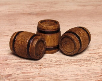 Miniature Wooden Barrel Chestnut for Your Dollhouse