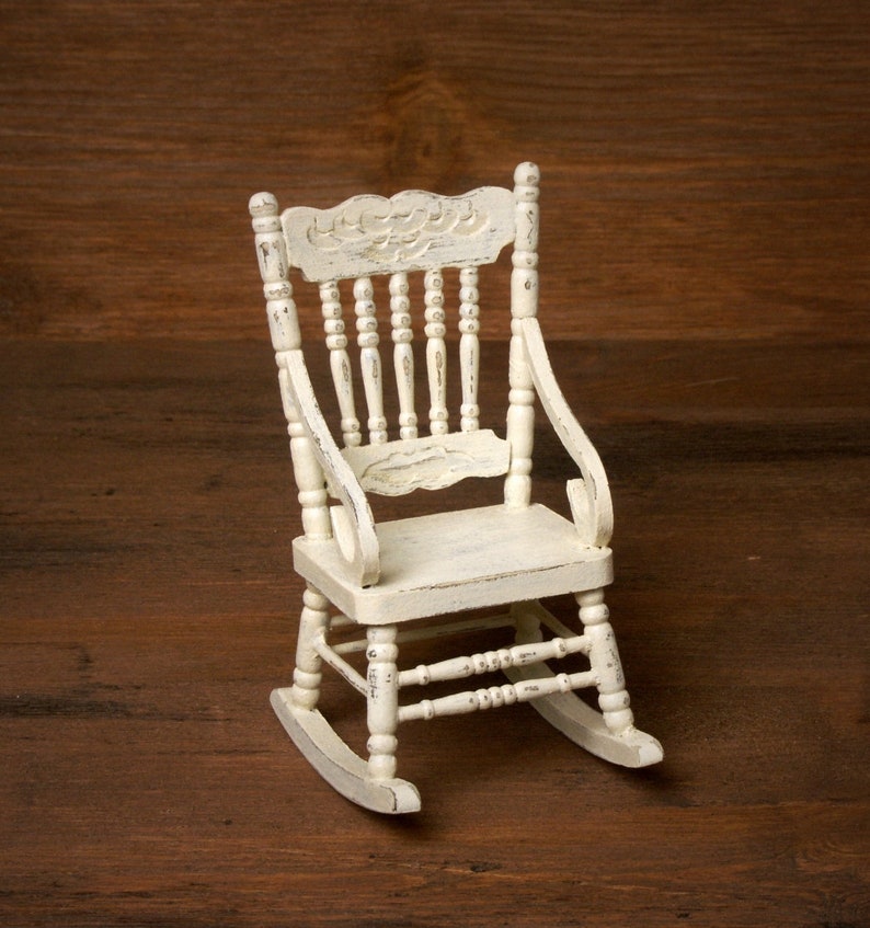 Shabby Chic Miniature Wooden Rocking Chair for Your Dollhouse - Etsy