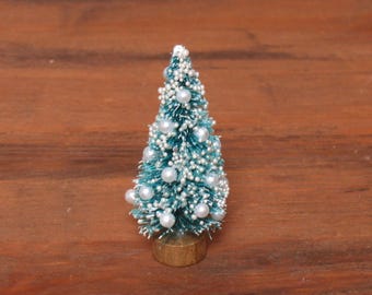 Decorative Miniature Christmas Tree on Wooden Stand for your Dollhouse