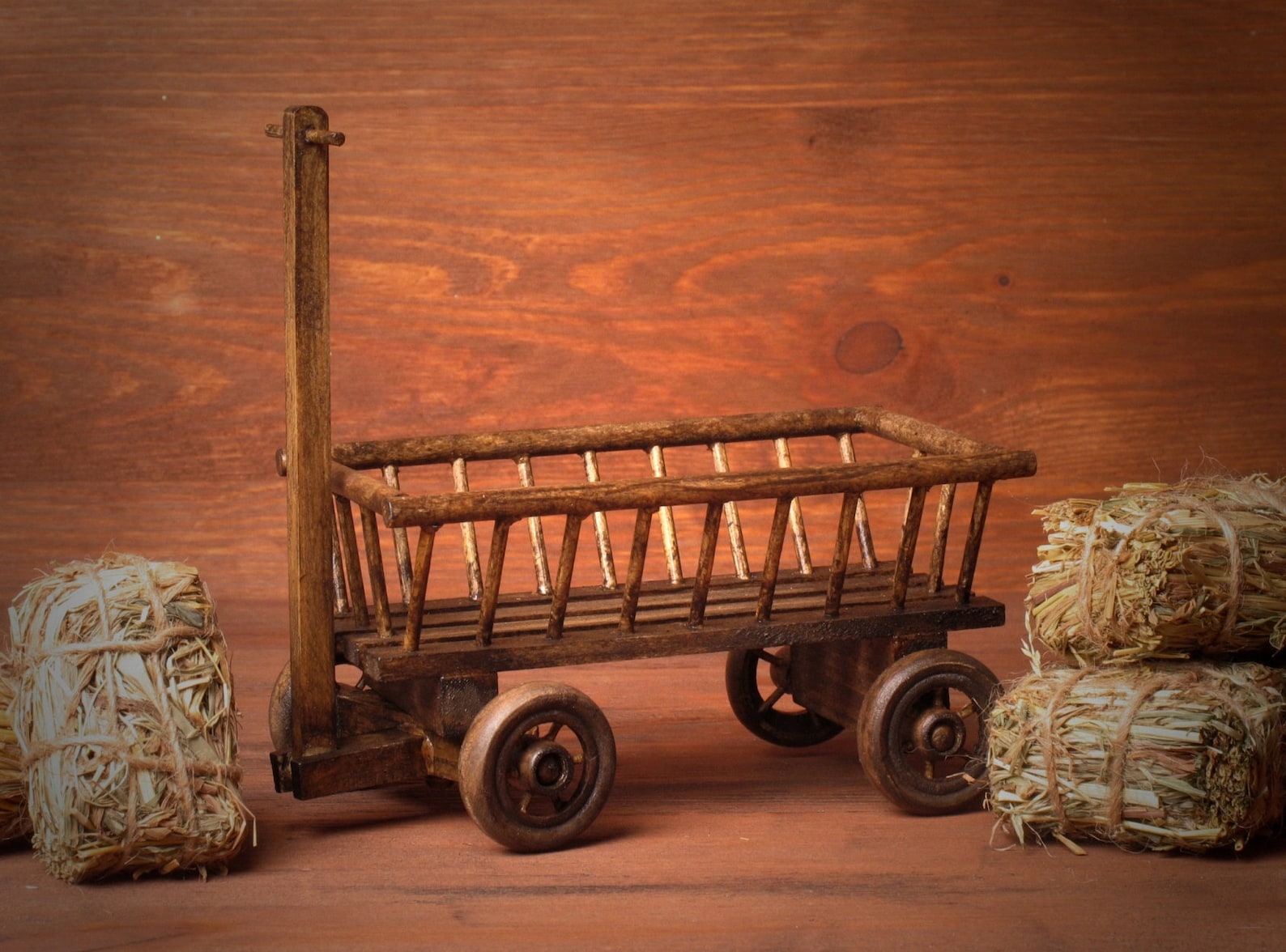 Miniature Hay Wagon for your Dollhouse | Etsy