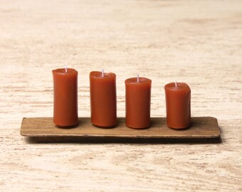 Terra Cotta Colored Miniature Pillar Candles for Your Dollhouse