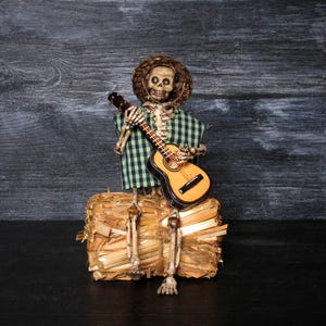 Miniature Skeleton with Guitar for your Dollhouse