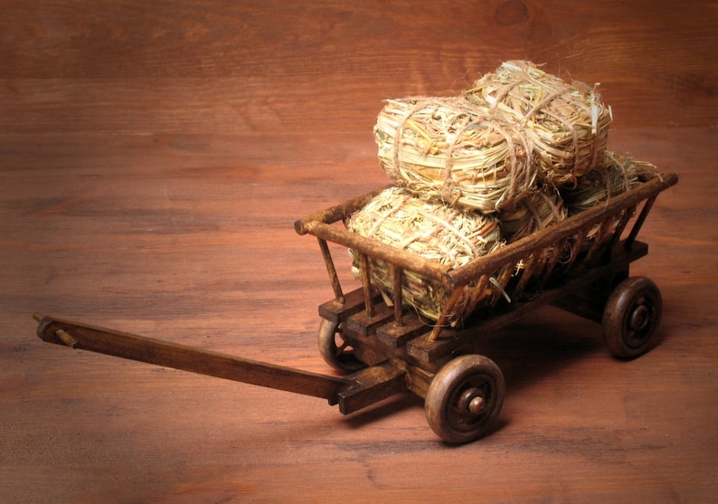 Miniature Hay Wagon for your Dollhouse | Etsy
