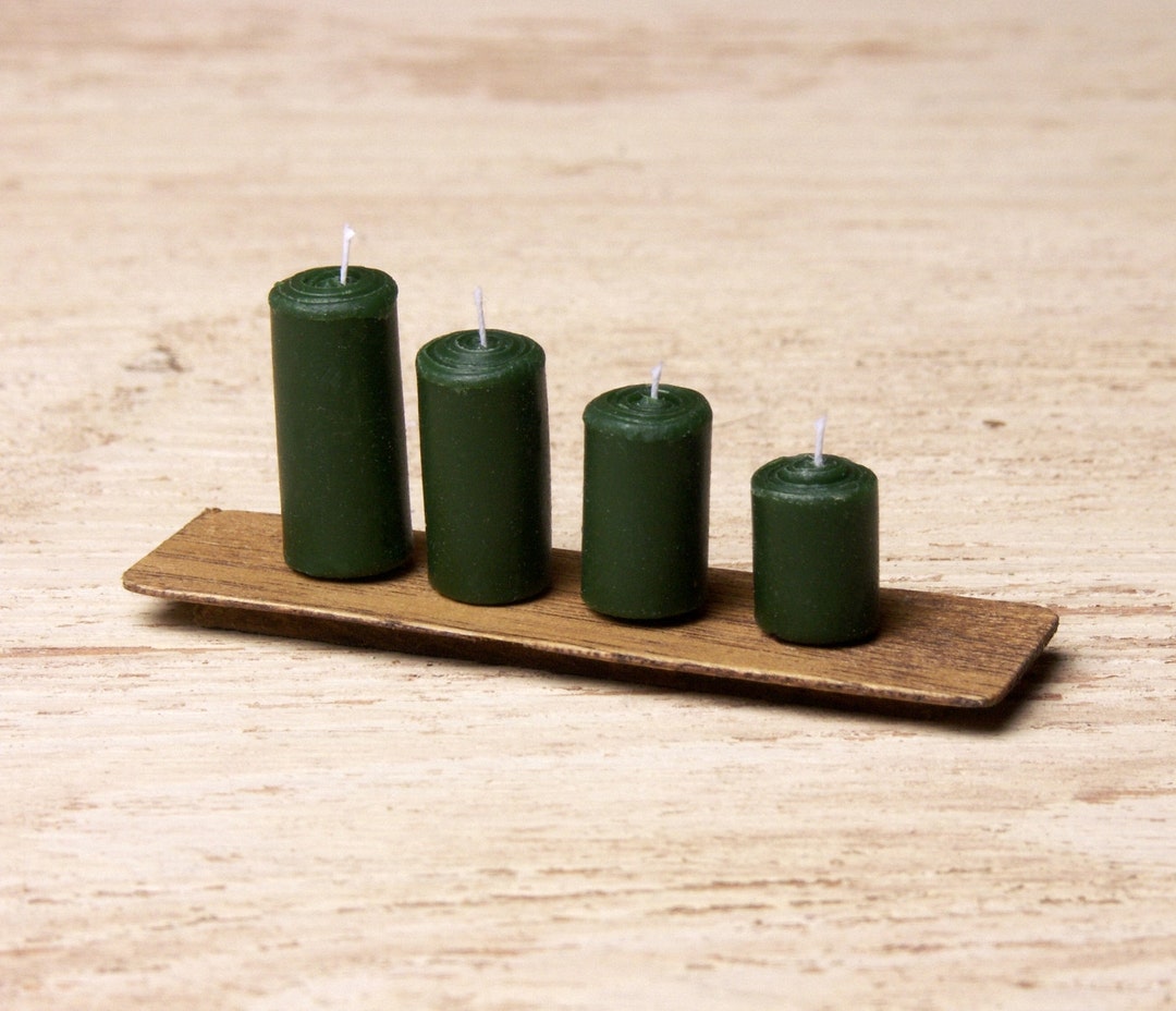 Dark Green Miniature Pillar Candles for Your Dollhouse Etsy