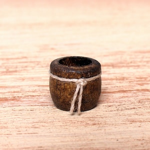 Miniature Wooden Pot in Dark Nut Brown for Your Dollhouse