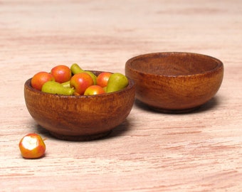 Rustic Miniature Wooden Bowl for Your Dollhouse