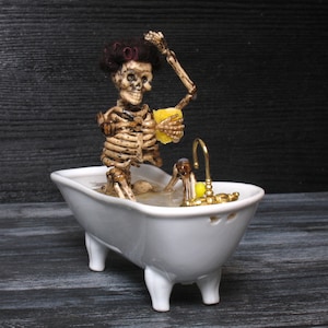 Miniature Skeleton Taking a Beauty Bath for your Dollhouse