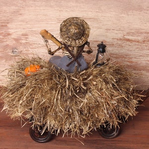 Illuminated Miniature Hay Wagon with Skeleton for your | Etsy