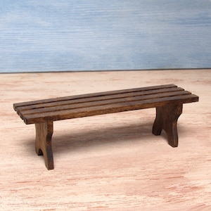 Rustic Miniature Beach Table/Bench in Nutbrown for Your Dollhouse
