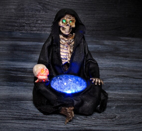 Illuminated Miniature Grim Reaper with Oracle Bowl | Etsy