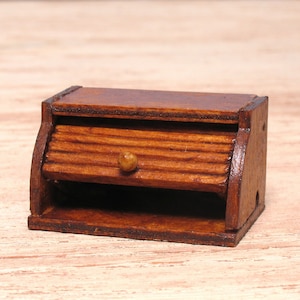 Rustic Miniature Wooden Bread Box for Your Dollhouse
