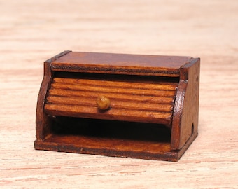 Rustic Miniature Wooden Bread Box for Your Dollhouse