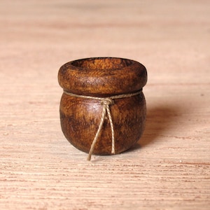 Miniature Wooden Pot Nut Brown for Your Dollhouse