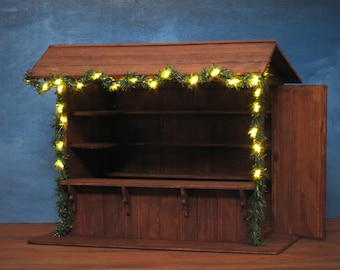 Illuminated Miniature Christmas Market Stall With Door 1:12