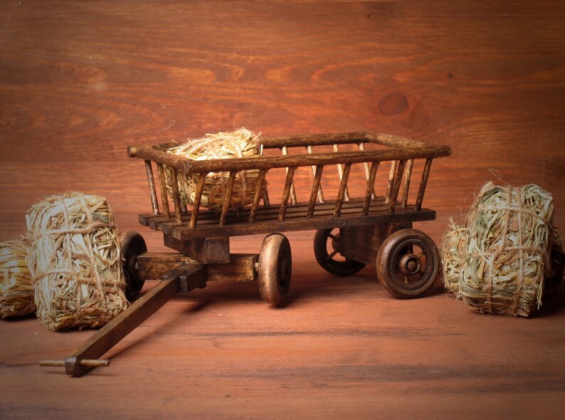 Miniature Hay Wagon for your Dollhouse | Etsy