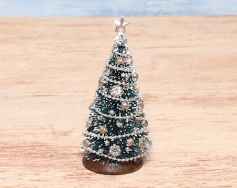 Charming Miniature Christmas Tree in Silver for your Dollhouse
