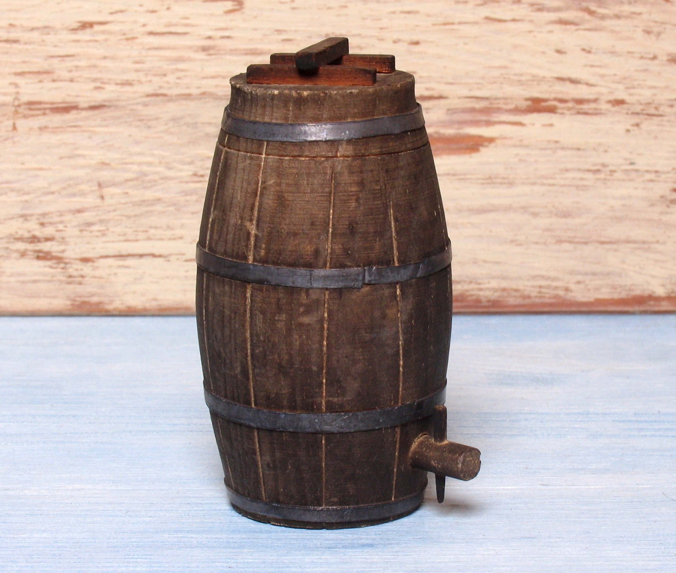 Mini Tonneau/Fût En Bois Et Cuivre – Décoration Maison Alcool/Vin – Occasion